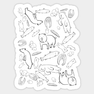 A bunch of bear(grizzly) drawings: minimalistic Sticker